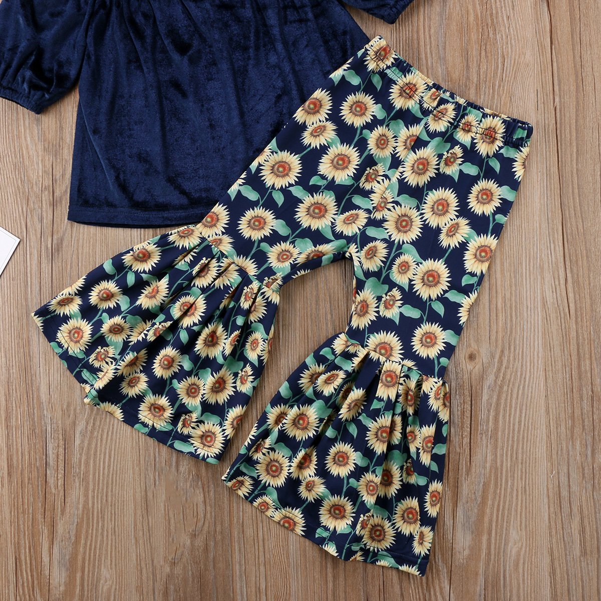 Off-shoulder top & Sunflower pants set