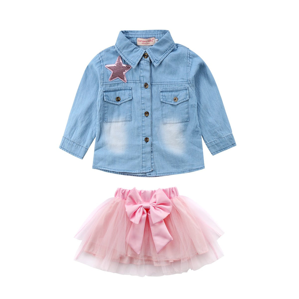 Star Denim + Tutu Skirts Set