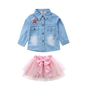 Star Denim + Tutu Skirts Set