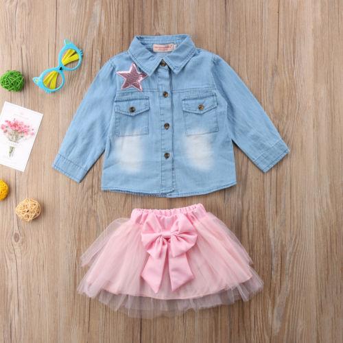 Star Denim + Tutu Skirts Set