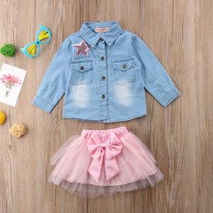 Star Denim + Tutu Skirts Set