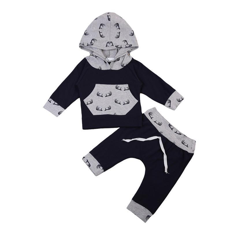 Gray Black Hoodie set