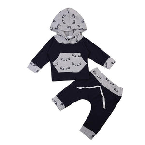 Gray Black Hoodie set
