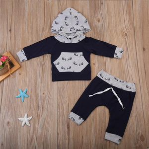 Gray Black Hoodie set