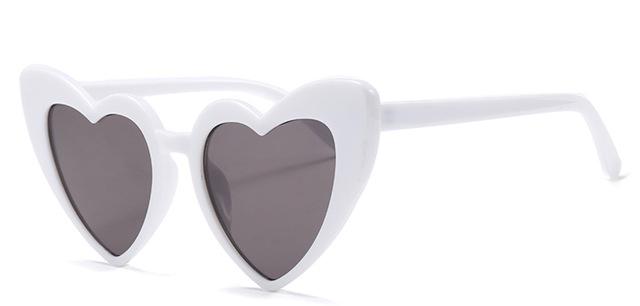 lunettes de soleil vintages retro coeur blanc
