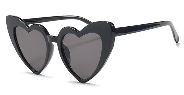 lunettes de soleil vintages retro coeur noir 