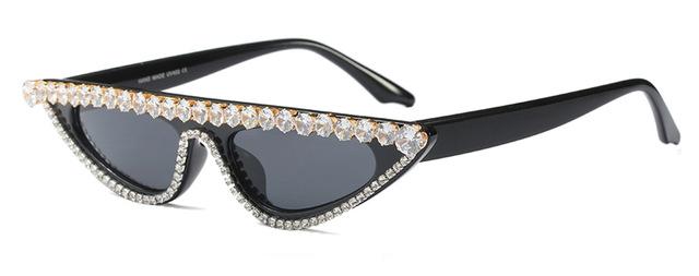 lunettes de soleil vintages retro style diamants pailettes noir 