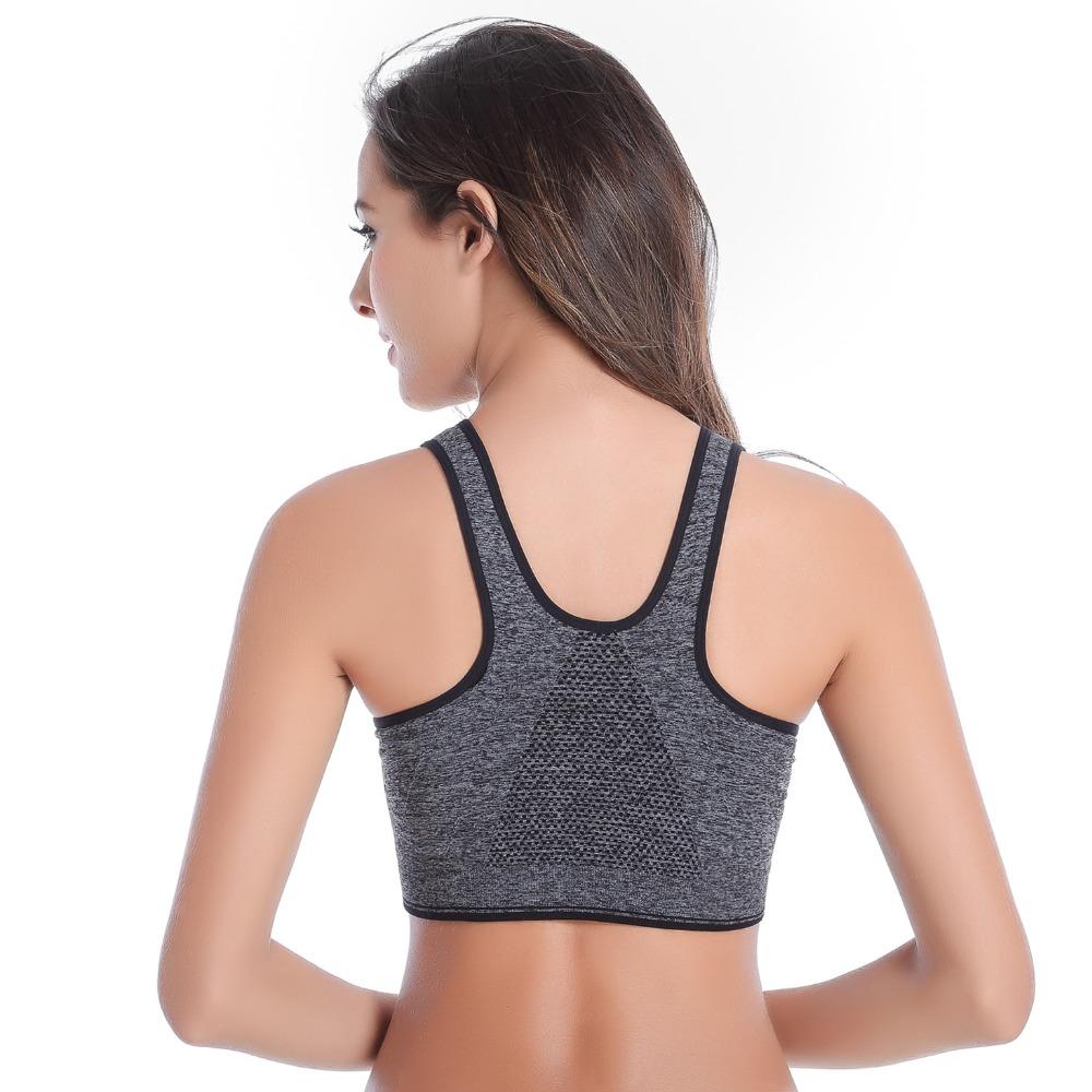 Women Padded Wirefree Zipper Shockproof Sports Bras, Underwear