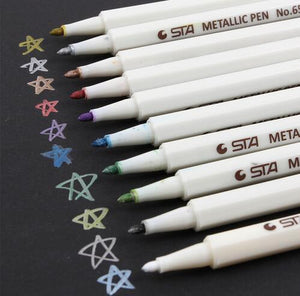 Metallic Brush Pen Set - 10 Piece Set