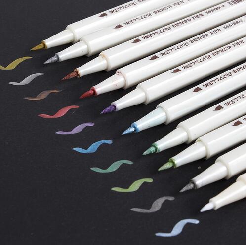 Metallic Brush Pen Set - 10 Piece Set