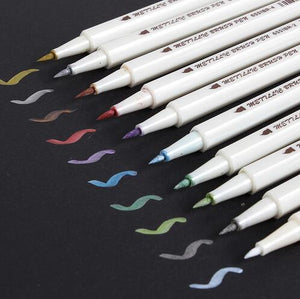 Metallic Brush Pen Set - 10 Piece Set