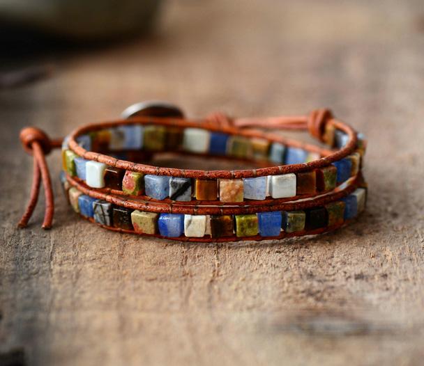 Vintage Weave Natural Stones Duo Strand Bracelet