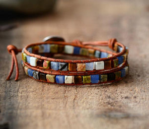 Vintage Weave Natural Stones Duo Strand Bracelet