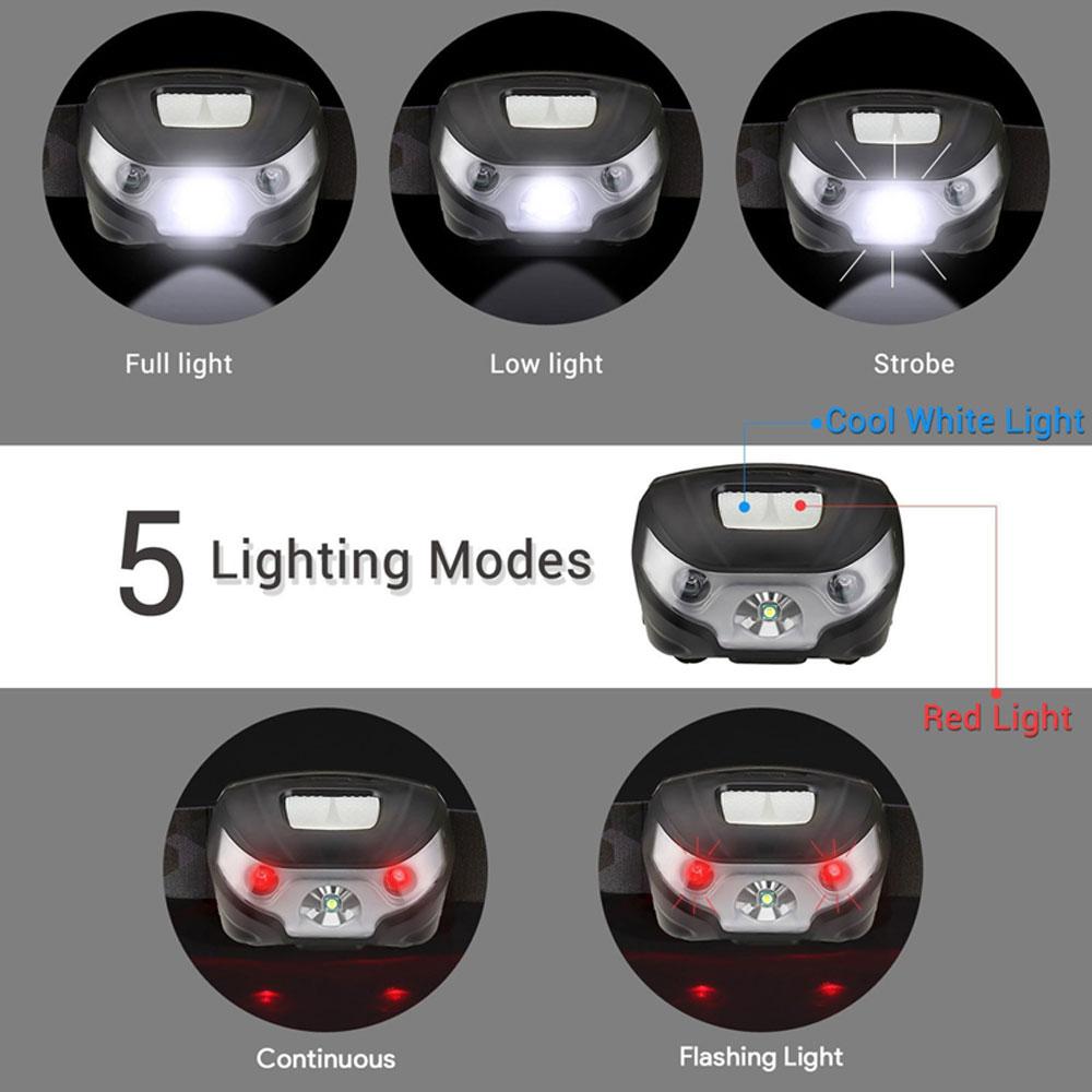 Headlamp LED Rechargeable Running Headlamps USB CREE 5W
