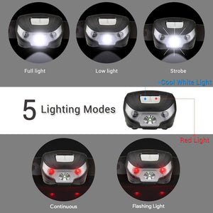 Headlamp LED Rechargeable Running Headlamps USB CREE 5W