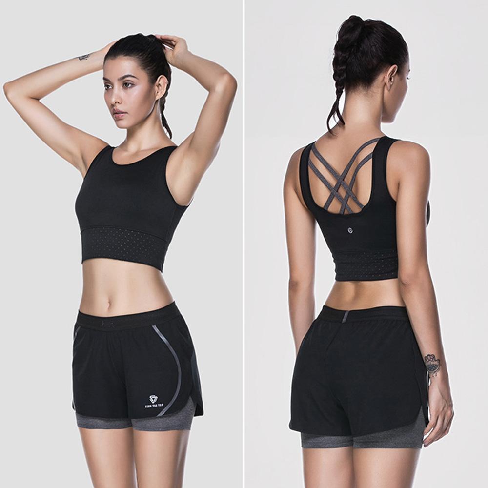 Women Running Sportswear False Two Pieces Compression Shorts