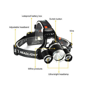 Rechargeable Headlight 13000Lm xm-T6 3 Led