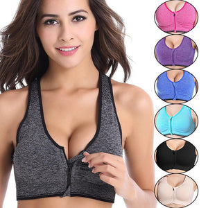 Women Padded Wirefree Zipper Shockproof Sports Bras, Underwear
