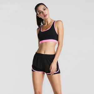 Women Running Shorts False Two Pieces Sportswear Breathable Compression Shorts
