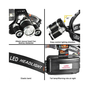 Rechargeable Headlight 13000Lm xm-T6 3 Led
