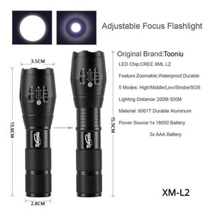XM-L T6 LED Flashlight 5 Modes 4000 Lumens Battery + Charger + Clip
