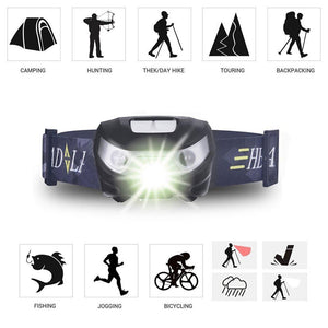 Headlamp LED Rechargeable Running Headlamps USB CREE 5W