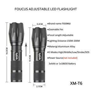 XM-L T6 LED Flashlight 5 Modes 4000 Lumens Battery + Charger + Clip