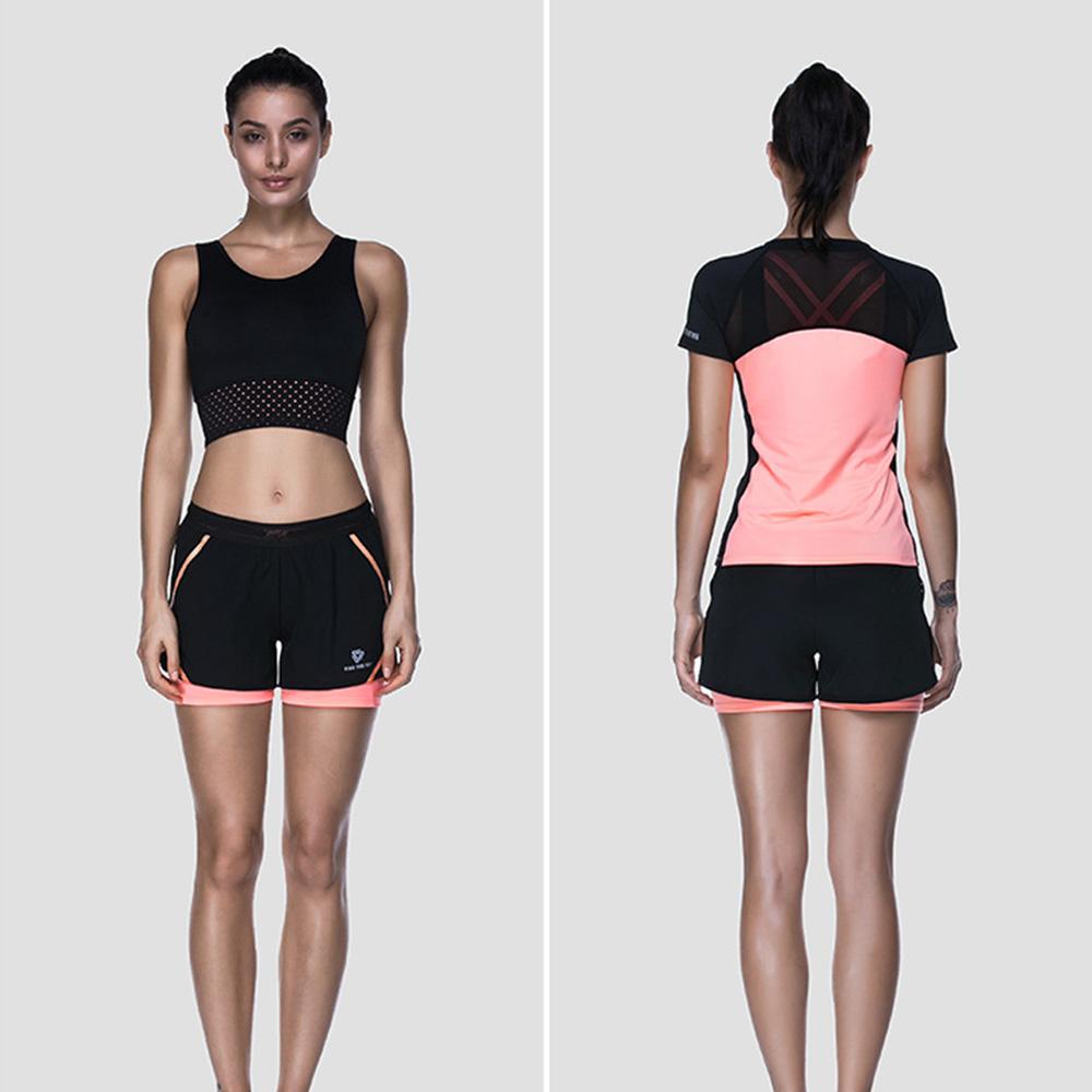 Women Running Sportswear False Two Pieces Compression Shorts